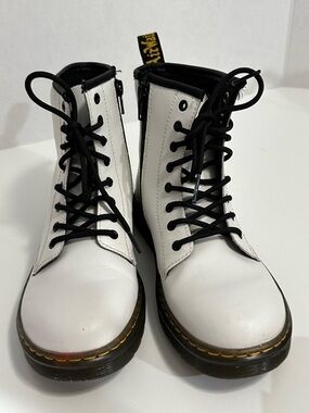 Dr. Martens Zavala J White Leather Lace-Up Boots - US Women’s 6 / Kids 5